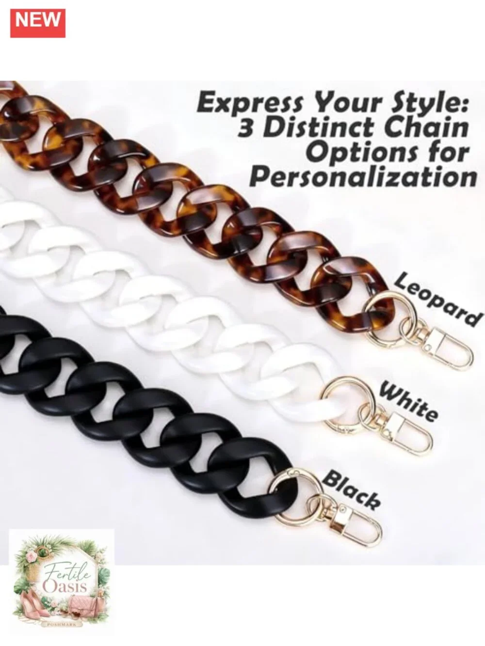Acrylic Purse Charm Chain - Adjustable Bag Strap, DIY Handbag Accessory